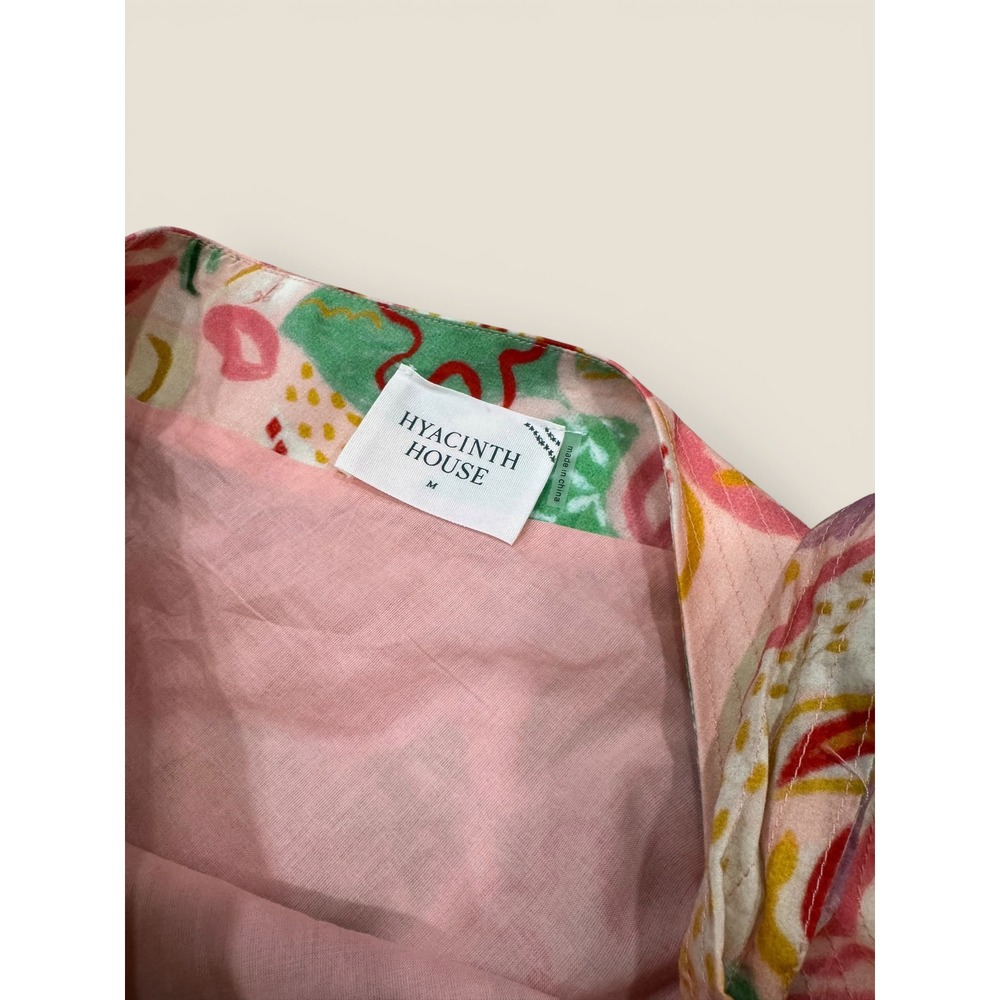 Hyacinth House Pink Abstract Floral One Shoulder Tiered Cotton Midi Dress Medium - Picture 4 of 5
